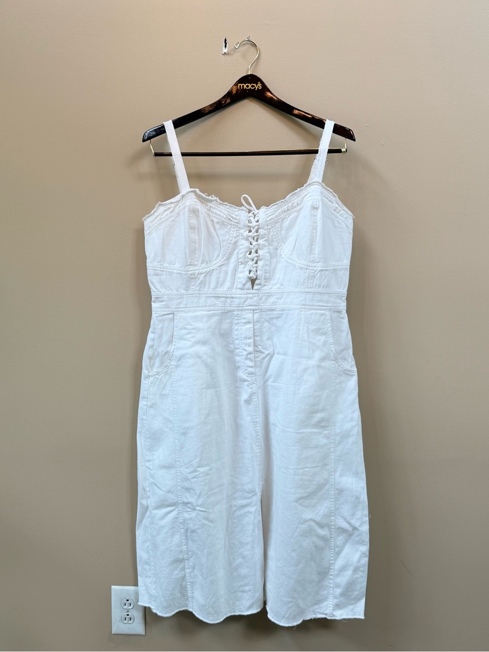 Anthropologie Pilcro White Denim Corset Midi Dress
